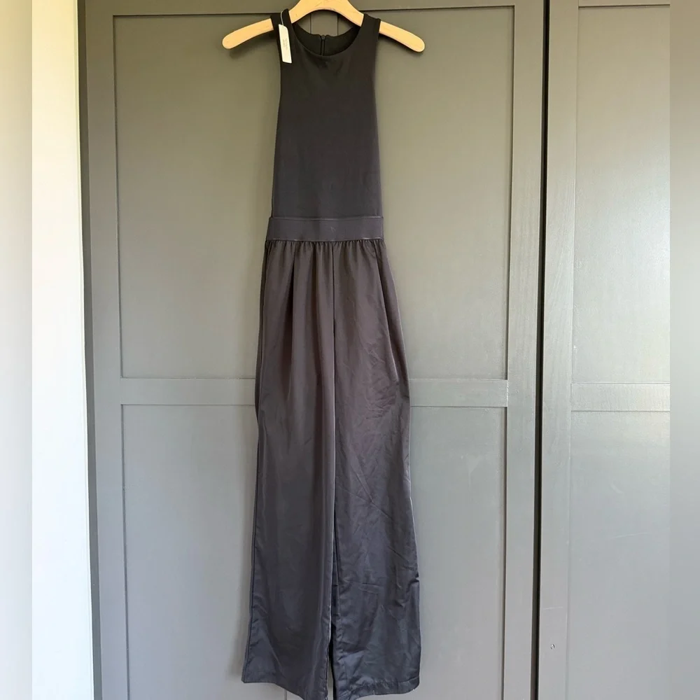 NWT • Victoria Secret VSX Lux Glossy Sport Wide-Leg Black Jumpsuit • S - Picture 3 of 10